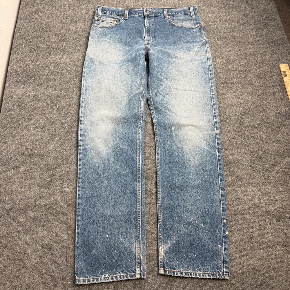 Levi's 505 Regular Fit Jeans Men's W38 L34 Light Wash Straight Leg Denim Pants